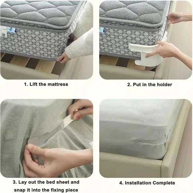 Porta lenzuolo, confezione da 4, materasso ultra sicuro, adatto alle rughe scivolanti, cinghie elastiche regolabili e durevoli con impugnatura extra resistente 4