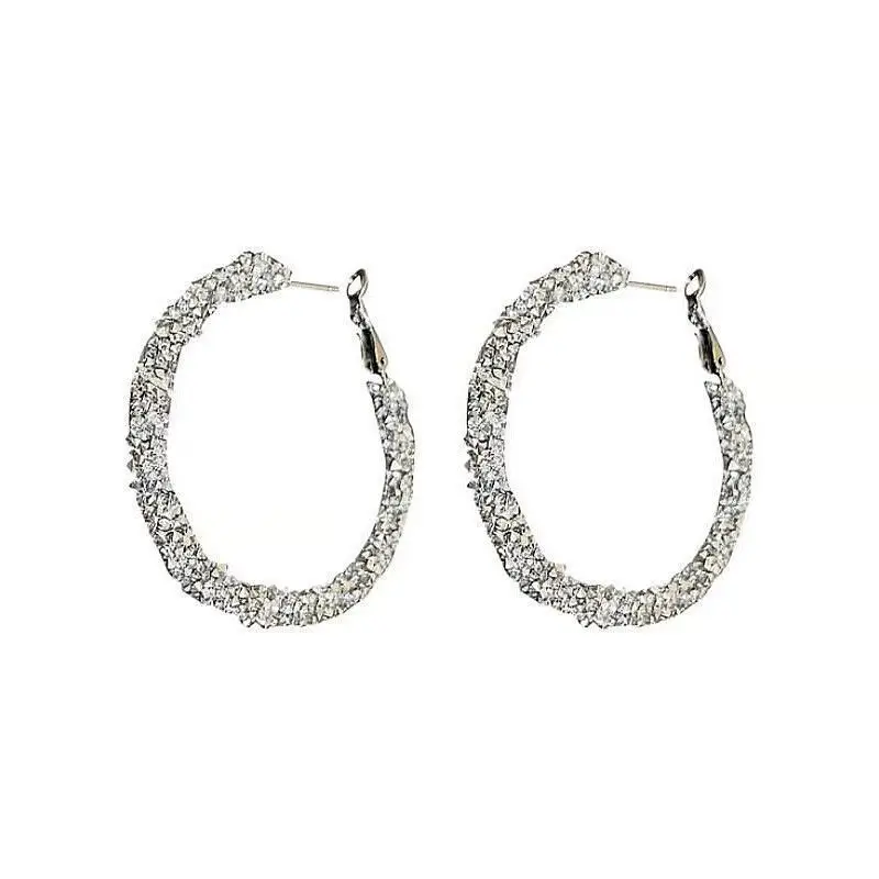 Sparkling Rhinestone Hoop Earrings for Women - Sterling Silver/14K Gold Plated Wedding & Party  Jewelry , Prom/Evening