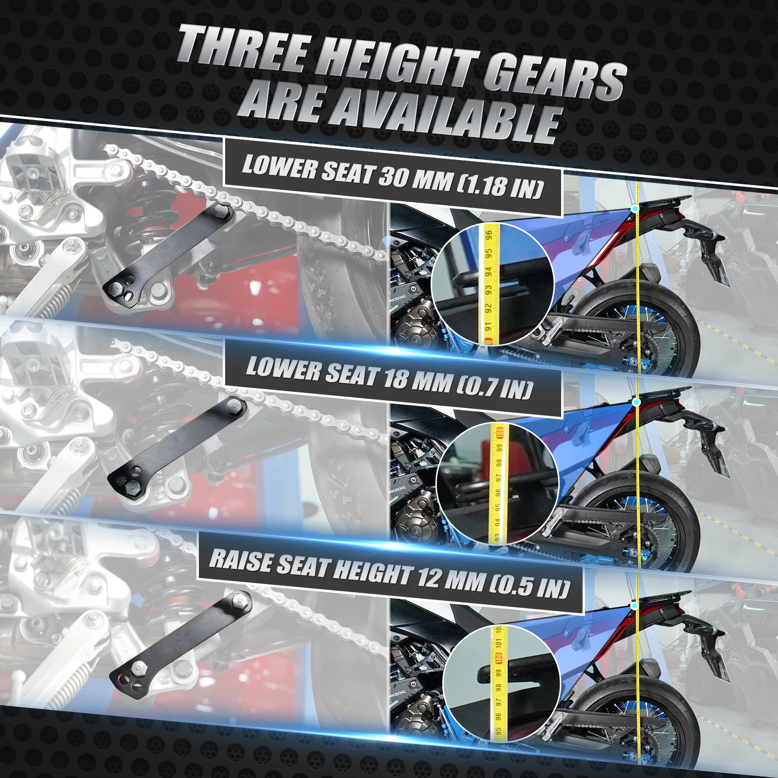 NICECNC Für Yamaha Tenere 700 /XTZ700 2019-2024 Rally Edition 2020-2024 Motorrad Fahrwerks-Tieferlegungs- und Erhöhungs-Verbindungsstücke – Detail 3
