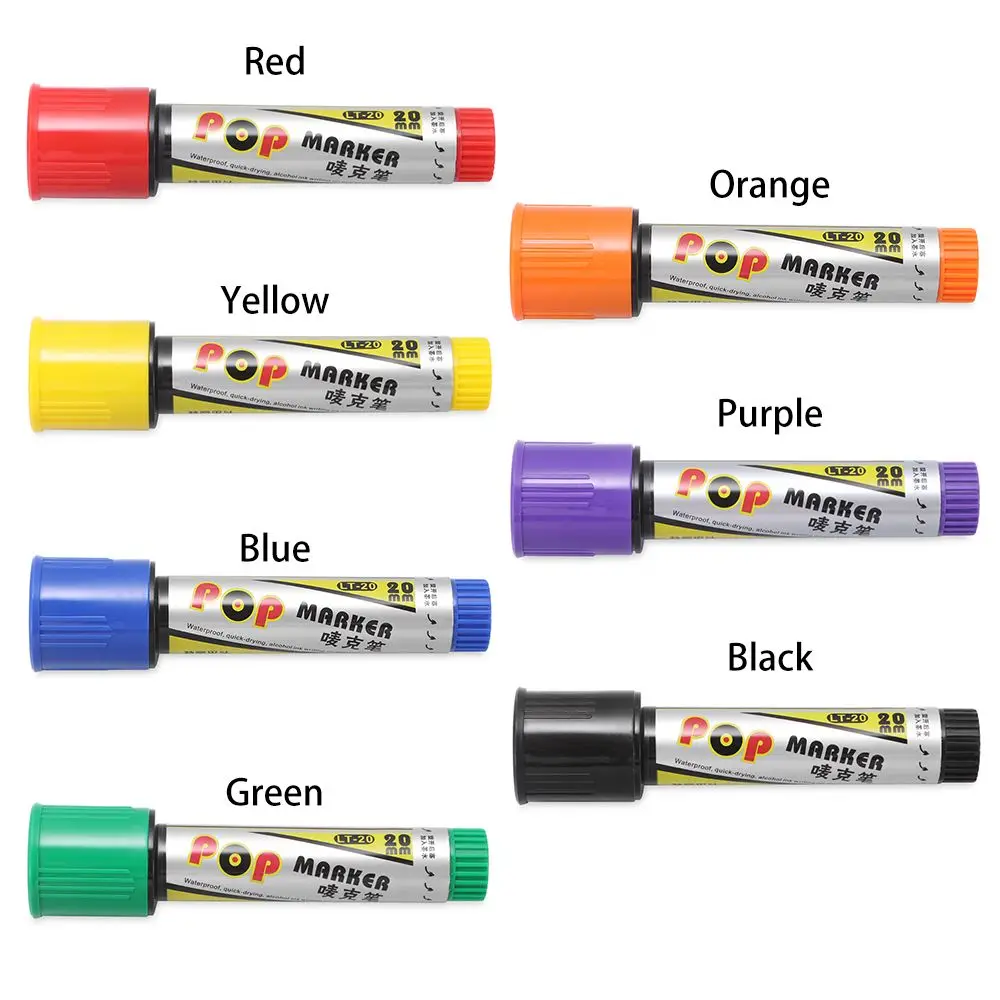 POP Waterproof Paint Permanent Refillable Marker Pen 20mm Sketching Graffiti Markers Poster Pen School Supplies