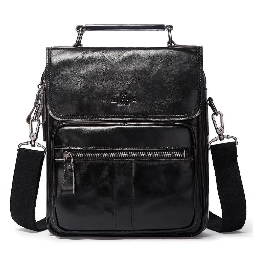 Nolvo New High Capacity Business Shoulder Bag IPad Handbag Leather Multi-pocket Messenger Bag Waterproof Wear-resistant Men Bags
