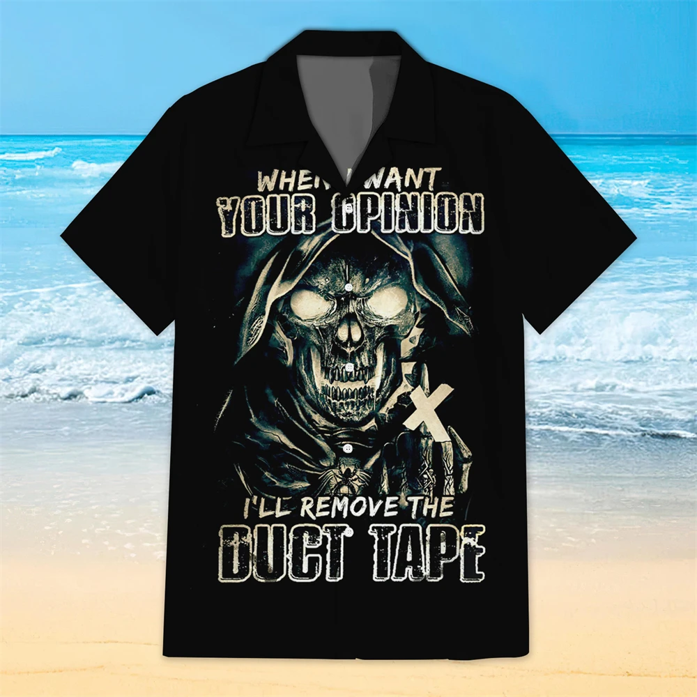 

Fashion summer men's shirt 3D full print skull pattern print Harajuku casual lapel shirt short sleeved oversized men's clothing