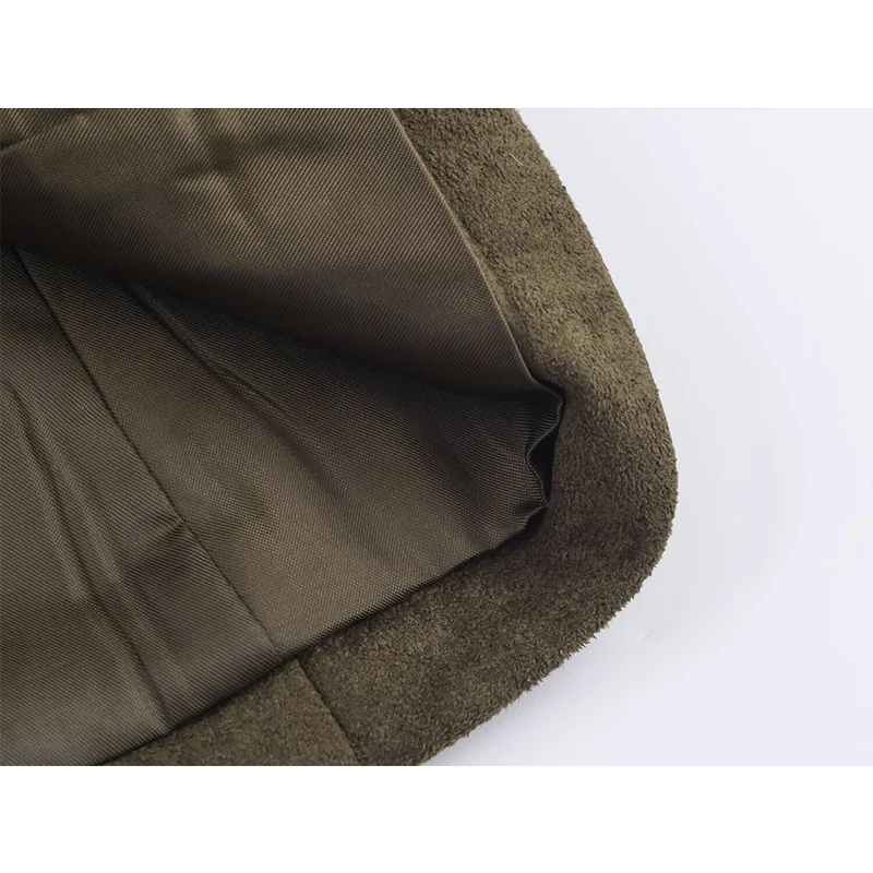 2025 Vintage Women's Faux Suede Blazer Jacket Double-Breasted Blazers Autumn Winter Casual Coat Female Loose New Outerwear