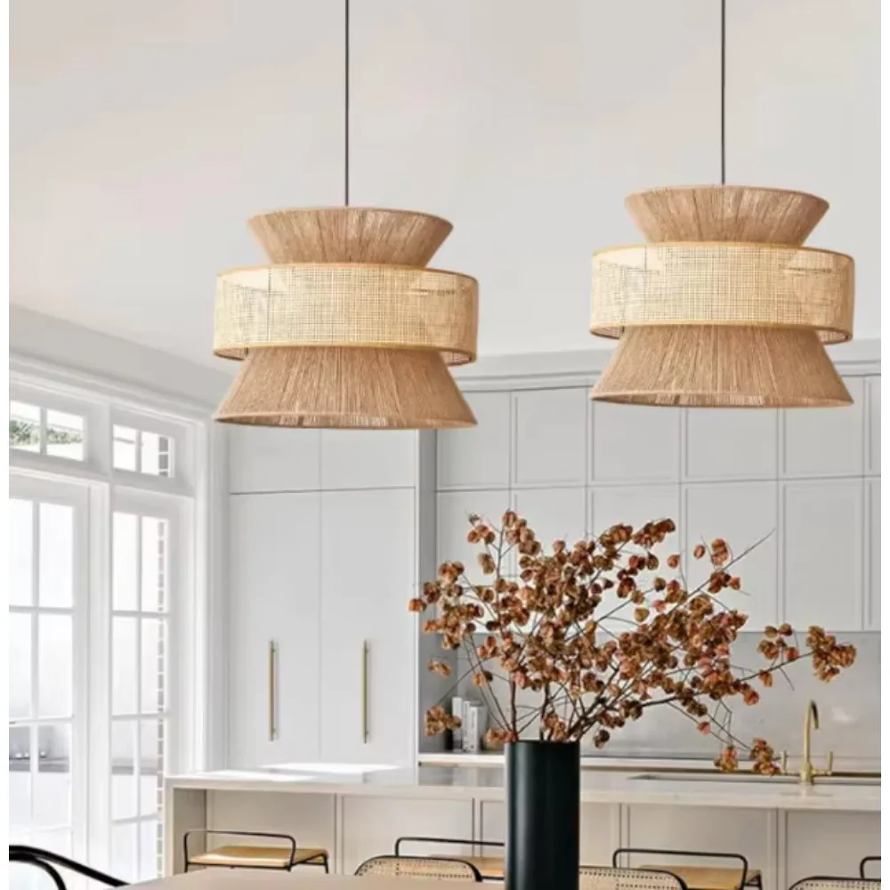 Handmade Natural White Pendant Lamp Rattan Lampshade Lampshade Frames Wholesale Hanging Lamp for Decor Made Eco Friendly Lamp