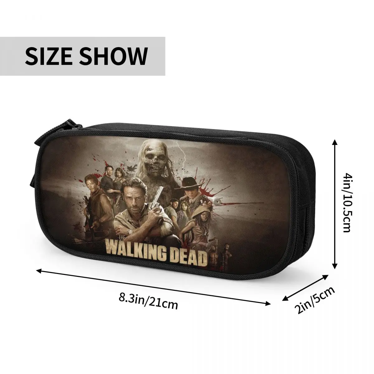 Horror Zombie TV Show The Walking Dead Pencil Case for Boys Gilrs Large Storage Pen Box Bag School Supplies