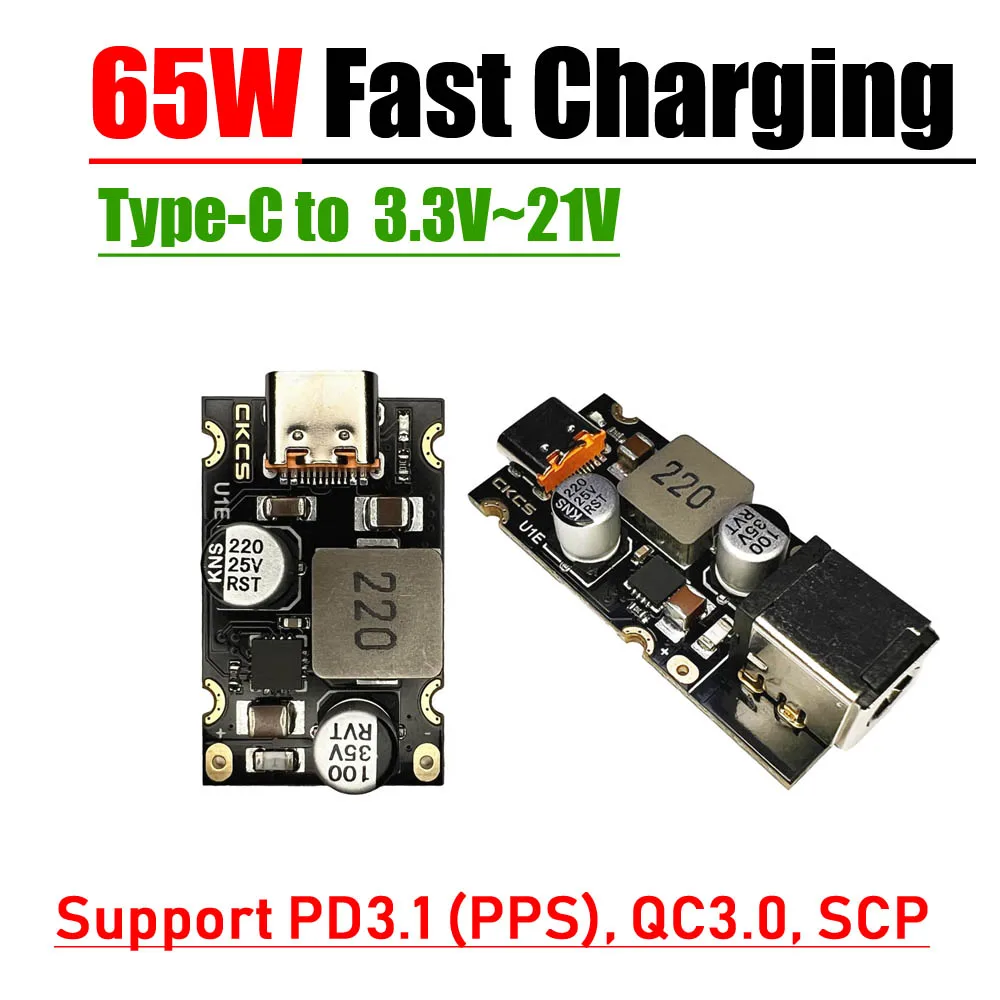 

Type-C USB PD 3A 65W Fast Charging Adapter DC 5V 9V 12V 15V 20V 5525 5521 conversion quickcharger F/ Huawei PD3.0 PPS QC3.0 SCP