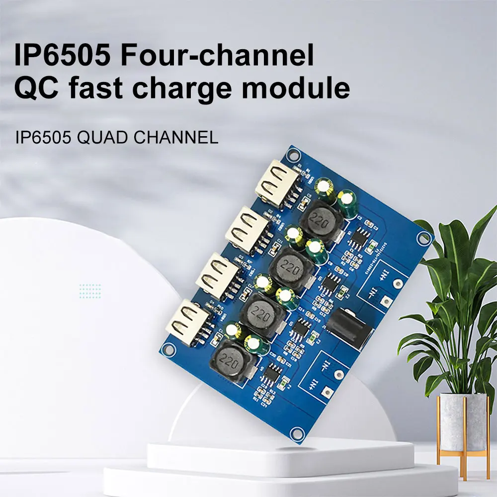 

4 USB QC3.0 QC2.0 Fast Quick Charger Circuit Board IP6505 5-32V Charging Module Buck Converter Support FCP SCP AFC SFCP BC1.2