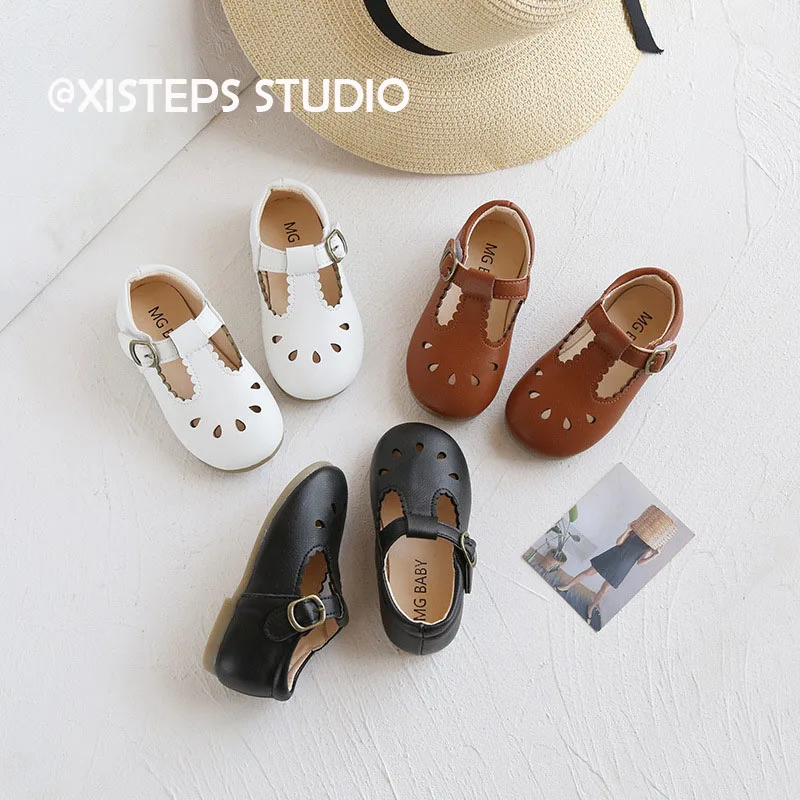 

XISTEPS детские кожаные туфли для малышей, женские дышащие кожаные туфли с вырезами, классические туфли для принцесс, Мэри Джейн