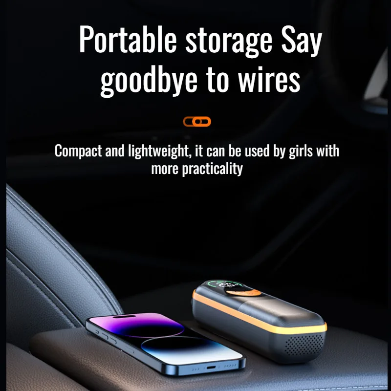 Car multifunction digital display mini portable inflatable pump car wireless charging pump air pump electric tire inflator air compressor pump tire inflator inflatable pump