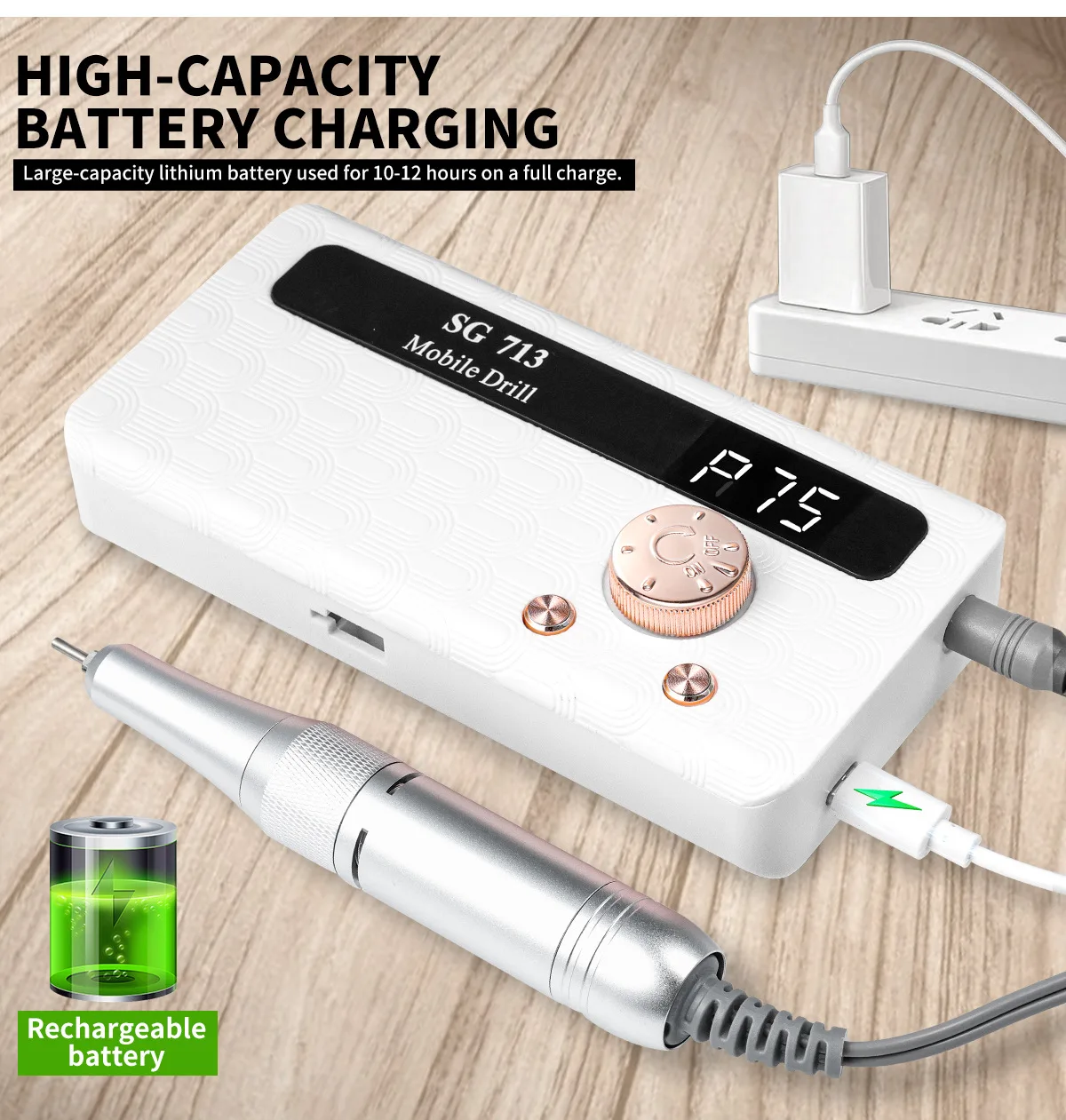 35000/45000RPM Rechargeable Nail Drill Machine Professional Portable Electric Ma