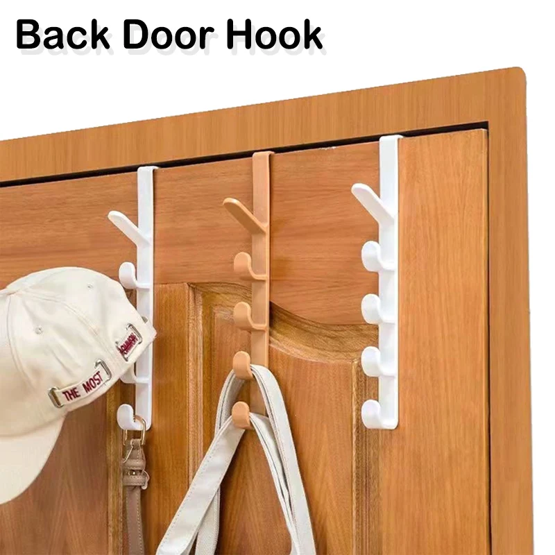 

Bedroom Over The Door Hooks Hanger Clothes Coat Rack Plastic Rails Home Shelf 5 Layers Organization Hooks Purse Rails Hanging