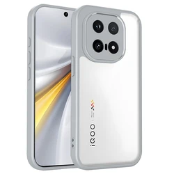 Clear Shockproof Silicone Phone Case with PC Back and TPU Bumper for Vivo iQOO 15 (Gray)