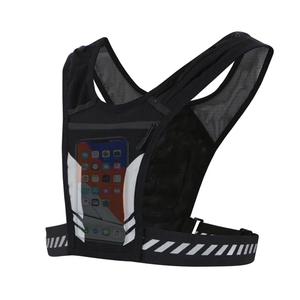Running Phone Holder Vest Breathable Mesh Cycling Vest Unisex Adjustable Buckle Running Chest Pouch Elastic for Men Women