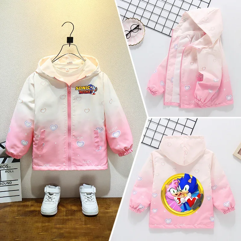 thumbnail image 1 of Chaqueta de manga larga para niñas de Sonics, cortavientos, ropa holgada con estampado, chaqueta de manga larga con cremallera, abrigos a prueba de viento, chaquetas para bebés, 1 of 5