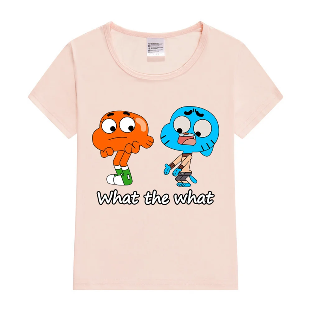 The amazing world of Gumball Gumball and Darwin What the what Kids T-Shirt Graphic Tshirt Girl Boy Casual Fashion Tops Tees 3
