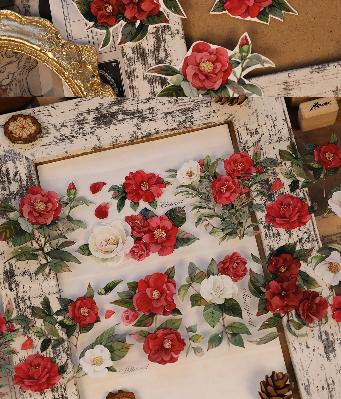 

1 Loop Vintage Red Flower Masking PET Tape