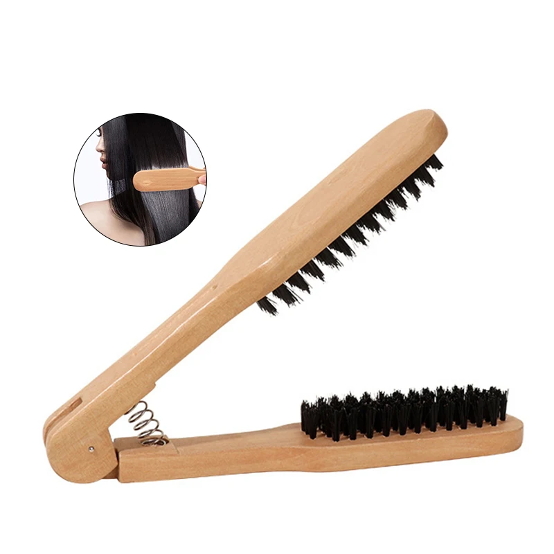 

1Pcs Professional Hair Straightener Bristle Straight Hair Double Brush V-shaped Comb Clip Does Not Hurt Styling Tools DIY Home