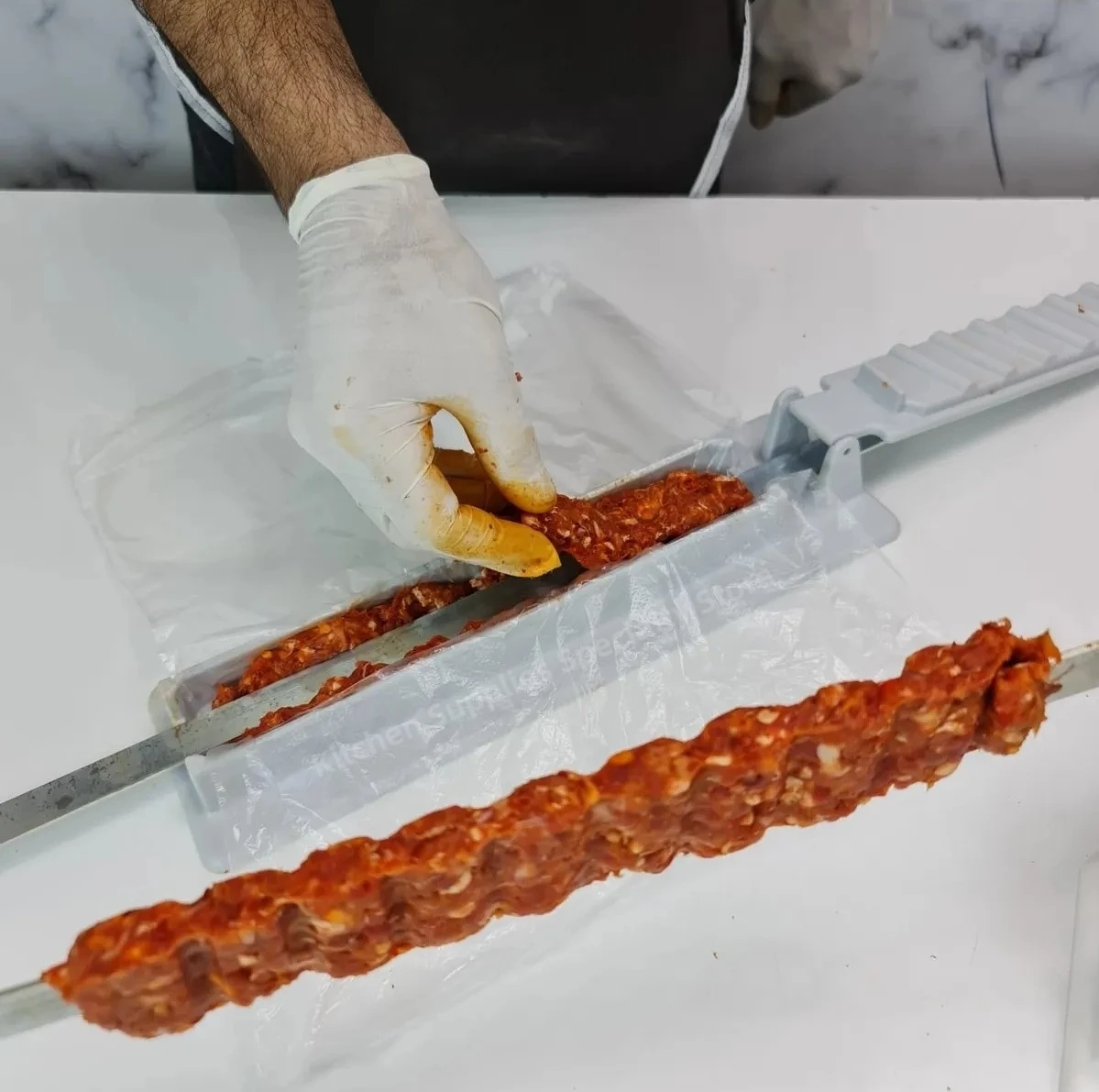 Single Row Kebab Maker Bbq Meat Skewer Machine Kebab Press Maker Reusable Plastic Bbq Skewer Preparation BBQ Tool kebab maker barbecue skewers bbq grilling accessories