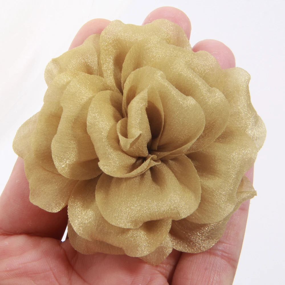 10Pcs 7cm High-grade Mesh Stoff Blume Für Brosche Pins Frauen Elegante Mode Corsage Hochzeit Party Abzeichen zubehör Geschenke