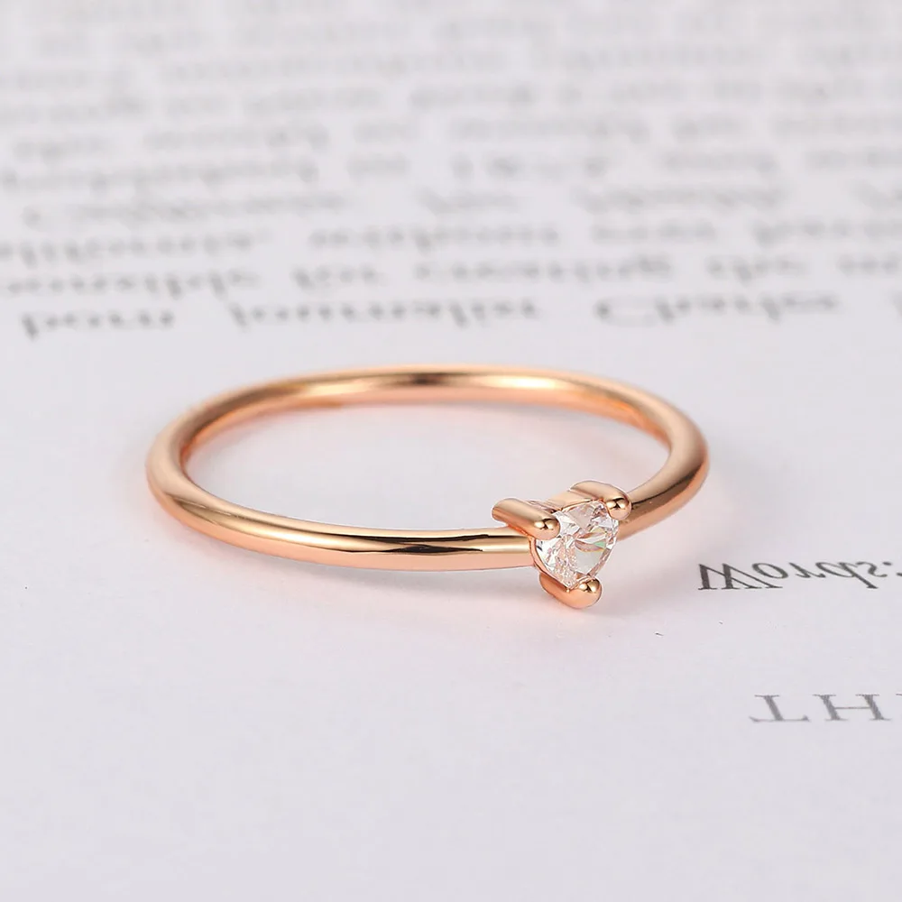 Doppelte faire Herzringe für Frauen, minimalistischer süßer Zirkonia, 3-farbig, dünner, zierlicher Fingerring, Party-Geschenk, Modeschmuck, KBR014 – Detail 5
