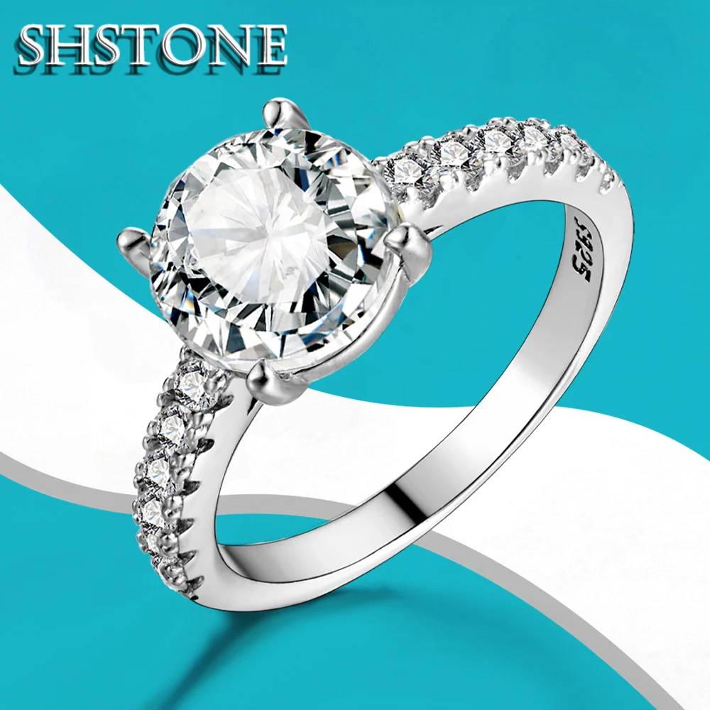 

SHSTONE 3ct 9mm D Color Moissanite Ring for Women s925 Sterling Sliver Lab Diamond Rings Wedding Engagement Bands Jewelry Gifts