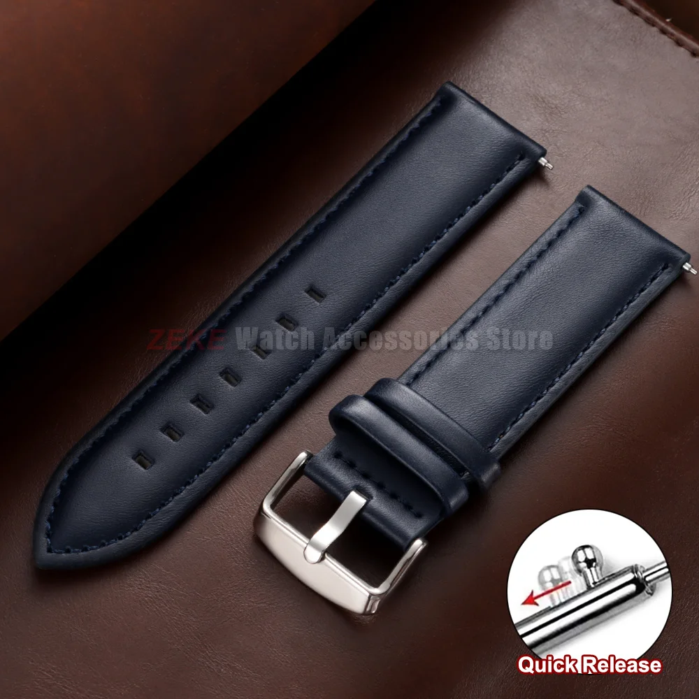 Vintage Brown Genuine Leather Quick Release Watch Strap - Universal Replacement Watchband