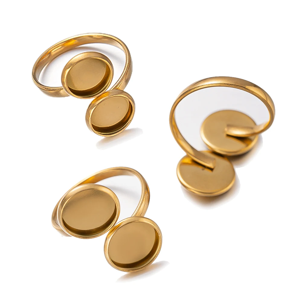 5 stücke Edelstahl vergoldet verstellbar Ring Einstellung leere Basis Lünette Tablett für DIY Finger Schmuck machen Komponenten Ergebnisse