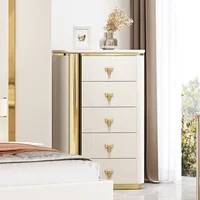 Lit King Size 2024 avec Cadre en Bois Blanc et Tête de Lit en Cuir – Ensemble de Mobilier de Chambre Parentale Moderne et Luxueux pour Villa et Maison 3