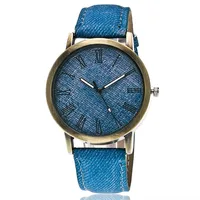 Retro style leather Roman scale quartz women casual watch 1