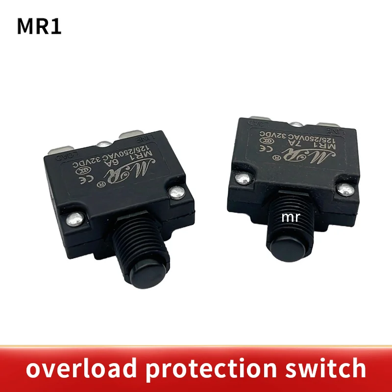 thumbnail image 2 of DMiotech 4A Thermal Circuit Breaker 125/250V AC 50V DC 1.8x1.1x0.6 Manual Reset Overload Protector With Quick Connect Terminal And Waterproof Cap For 2 of 11