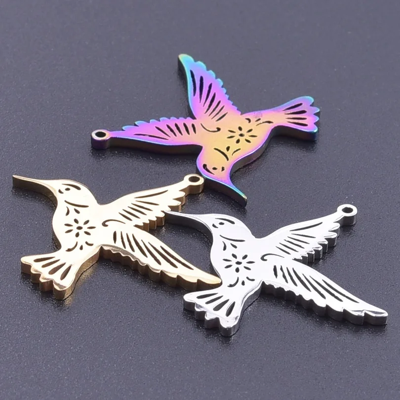 

WZNB 5Pcs Hummingbird Charms Bird Stainless Steel Pendant for Jewelry Making Handmade Earring Bracelet Necklace Diy Accessories