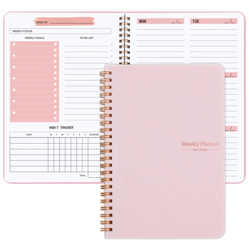 

Weekly Planner Undated Spiral Agenda A5 Notebook Planner Pouch 52 Weeks Planner Schedules Stationery Office School Supplies