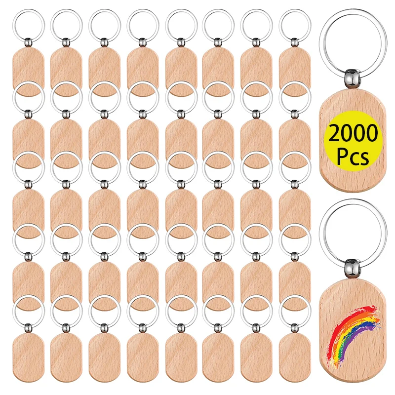 

2000 Pcs Wood Keychain Blanks Blanks Key Chain Unfinished Wood Keychains for DIY Crafts Gift Various Keychains Key Tags