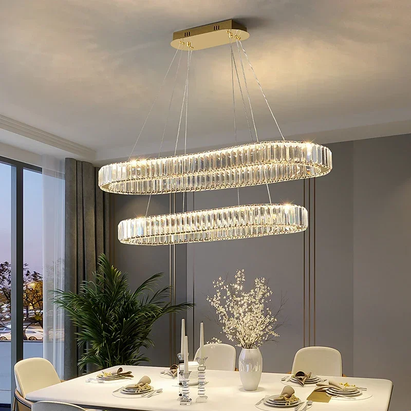 

Luxury LED Ceiling Chandelier Modern Crystal Pendant Lights Villa Dining Room Kitchen Lustre Decor Indoor Hanging Lamp Fixture