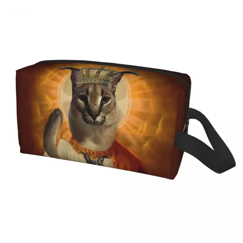 

Jesus Saint Meme Big Floppa Cosmetic Bag Women Kawaii Big Capacity Makeup Case Beauty Storage Toiletry Bags