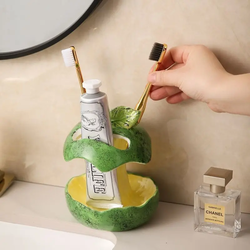 Bathroom electric toothbrush and toothpaste storage rack Ceramic bathroom washstand Dental storage rack