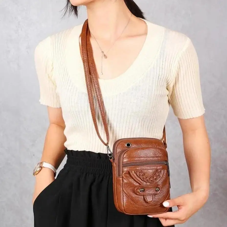 1 Pcs Crossbody New Texture Shoulder Bag Soft Leather Western Style Mature Fashion Retro Small Bag Suitable Ladies All-match Bag