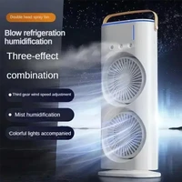 Ventilateur de refroidissement transfrontalier Compact avec fonction de pulvérisation, Mini ventilateur électrique domestique alimenté par USB pour bureau avec lumière douce 2