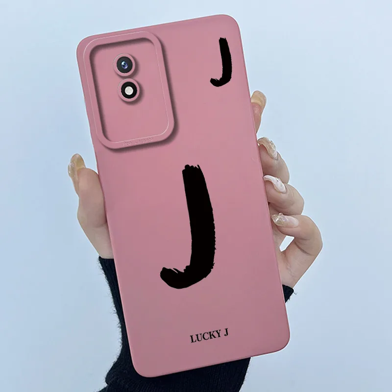 Lucky Initial Letter Silicone Soft Phone Case - Stylish Protective Bumper Cover