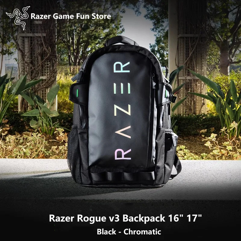 오리지널 Razer Rogue 16 17인치 백팩 V3 노트북 백팩 여행 가방 - TPU 패딩 스크래치 방지 내부 - 찢어짐 및 방수