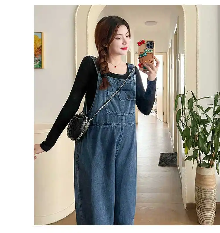 Vintage Denim Maternity Jeans for Pregnant Women Spring Wide Leg Loose Overalls Pants Jumpsuits maternity jeans