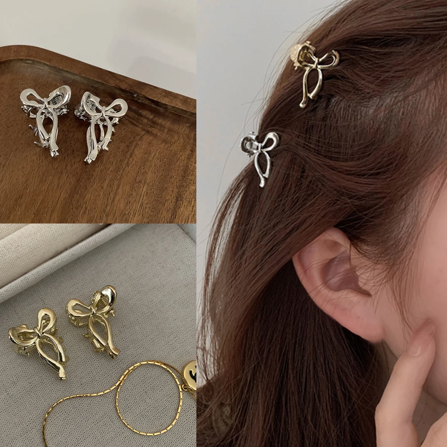 

1/2pcs Princess Head Mini Small Bow Clip Metal Hair Accessories Broken Hair Bangs Clip Side Head Clip Summer Headdress