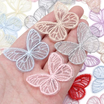 20Pcs Embroidery Fabric Butterfly Flowers 5