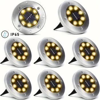 4 Pack Solar Ground Lights Outdoor 8 LEDs 1