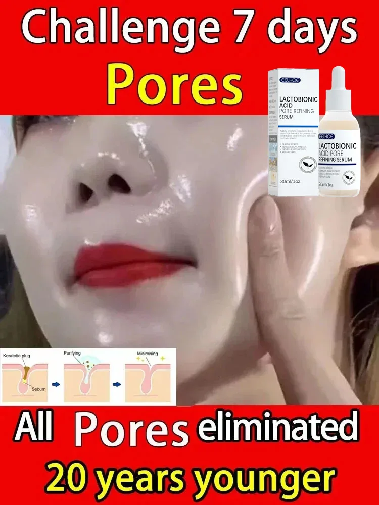Lactobionic Acid Pore Shrink Face Serum Hyaluronic Acid Moisturizing Nourishing Essence Firming Brighten Beauty Korean Cosmetics facial serum