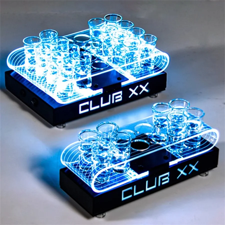 

Rechargeable Stand LED Shot Glass Display Stand Luminous LED Shot Acrylic LED Shot Cup Holder Light Up Serving Tray