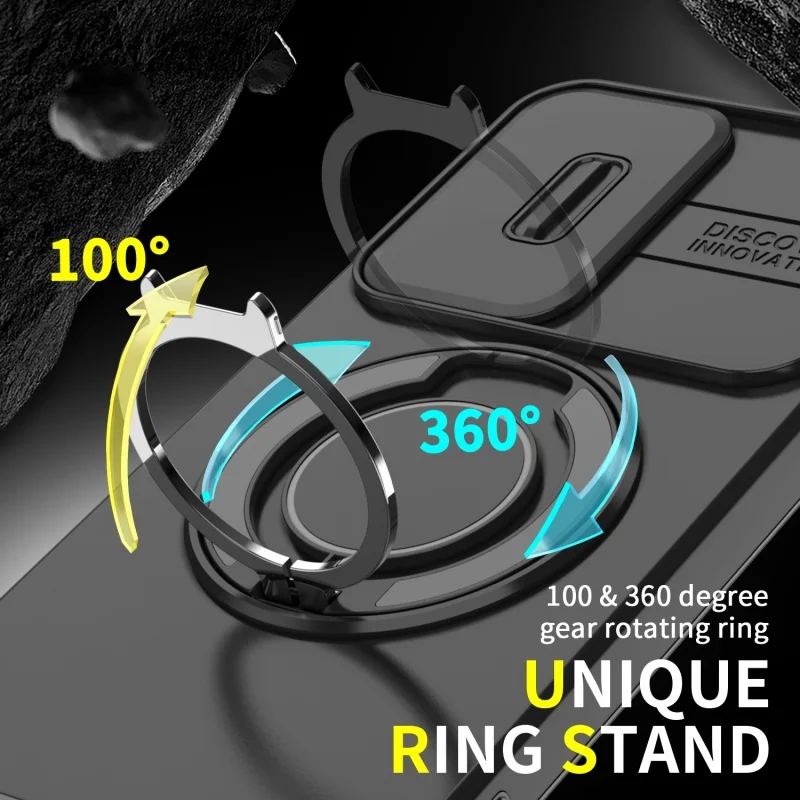 Shockproof Armor Wireless Charging Case with Magnetic Ring