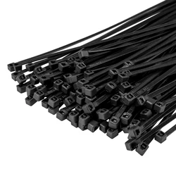 Multicolor Self - Locking Nylon Cable Ties - 3x200mm Plastic Wire Bundling Loops (Black)
