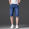 2024 Men Knee Length Soft Light Blue Casual Shorts Summer Brand Stretch Thin High Quality Cotton Denim Jeans  Plus Size 28-46 4