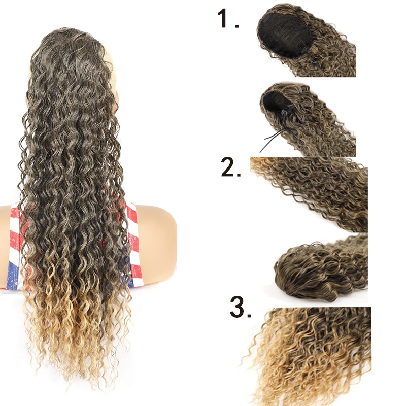 H&STAR 22Inch Long Synthetic  Kinky Curly Drawstring Ponytail Wrap  Ponytails Clip In Hair Extensions for Women